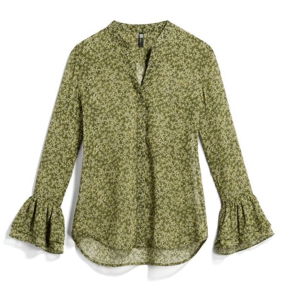 Kut from the Kloth Neli Bell Sleeve Blouse – Olive Floral Chiffon - Picture 1 of 1